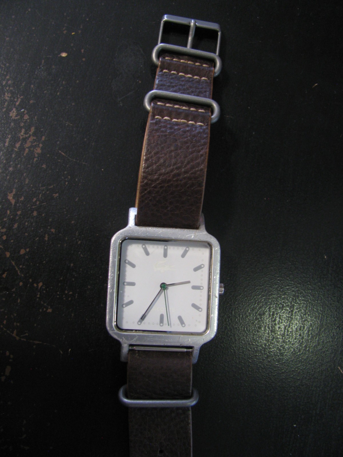 Lacoste Silver Analog Wristwatch Water-Resistant Faux Leather Band