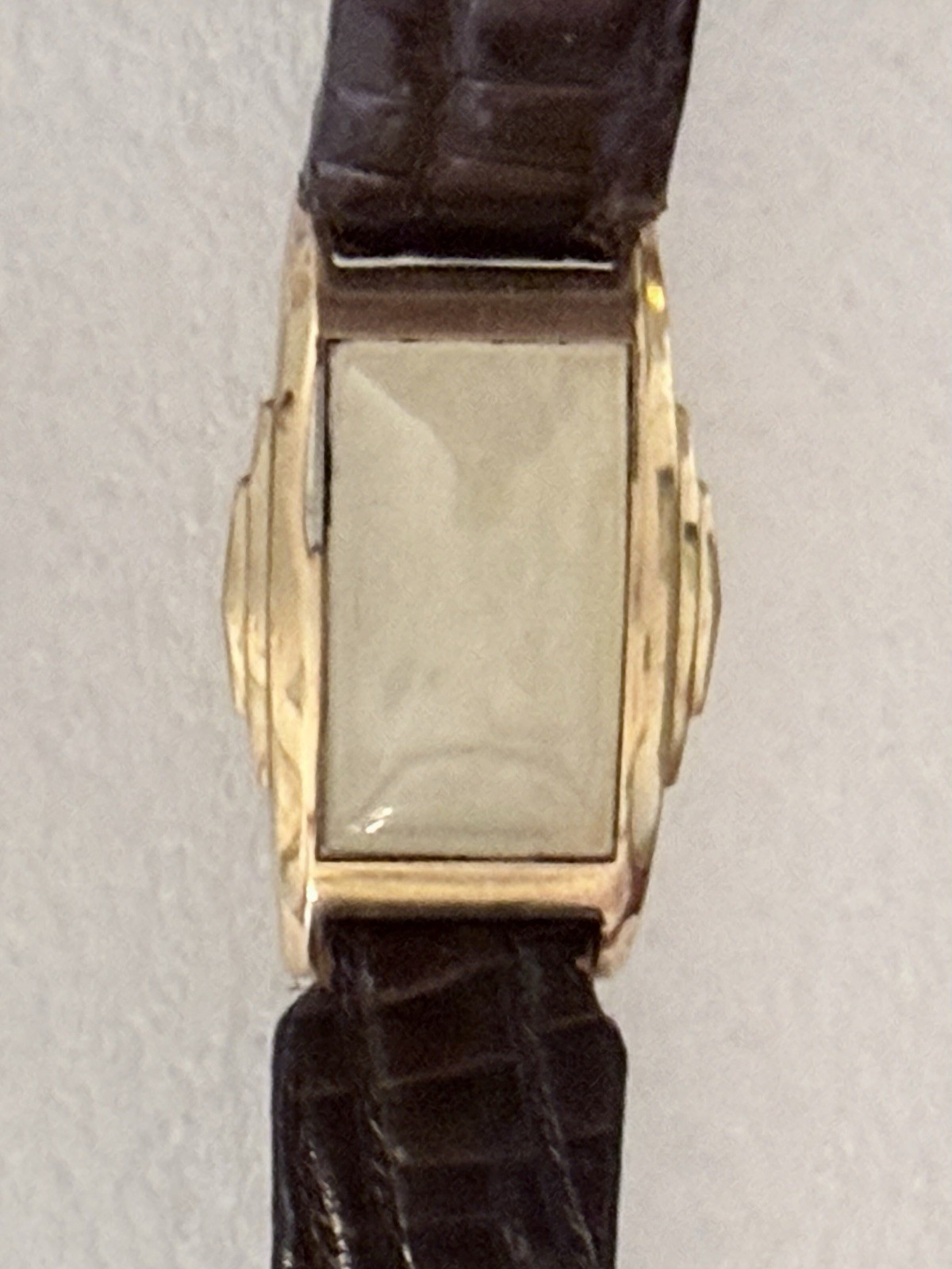 BULOVA YELLOW 10k GF 3 STEP BEZEL CASE ORIGINAL DIAL VINTAGE 194Os ART DECO RUNS
