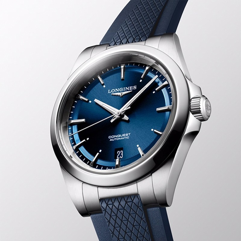New Longines Conquest 38MM Blue Dial Rubber Men’s Watch L37204929