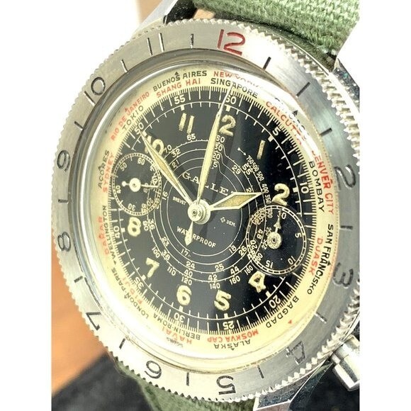 Gallet Men’s Watch Flight Officer USAAF Truman Swiss Manual Wind Chronograph