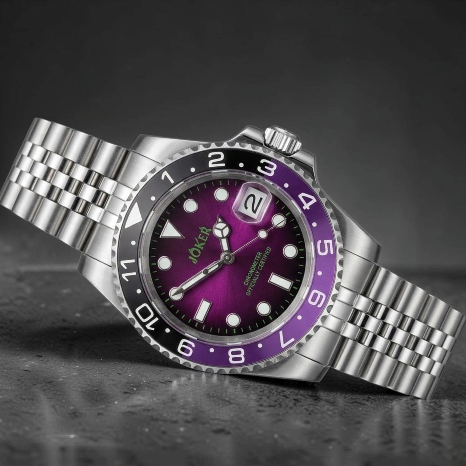Handcrafted Custom-made Purple Black “Joker” Mod AUTOMATIC NH35 WATCH