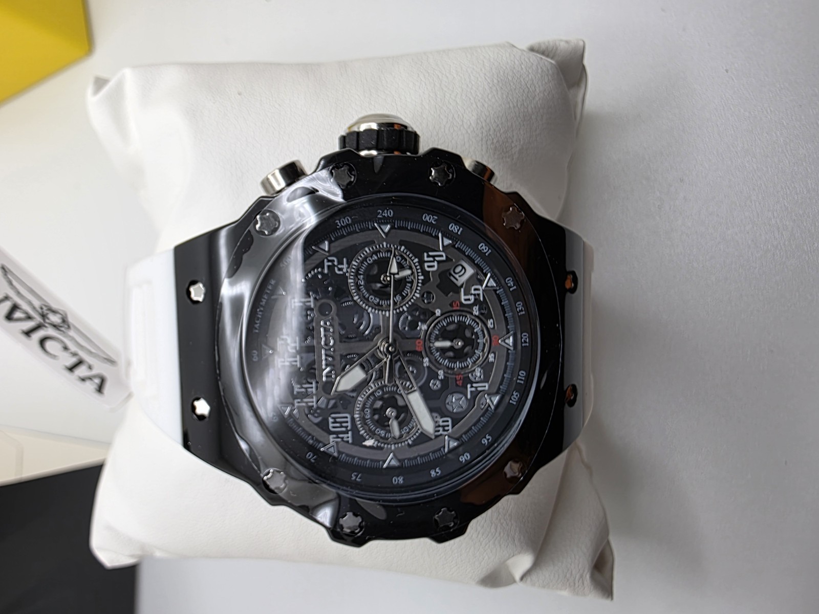 Invicta Reserve Bolt Zeus Black White Chronograph Watch New In Box Silicone