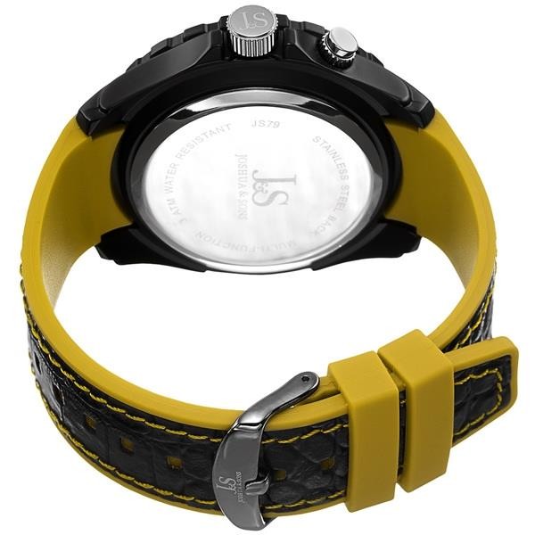 Joshua & Sons JS79YL Swiss Quartz Day Date Leather Rubber Strap Mens Watch