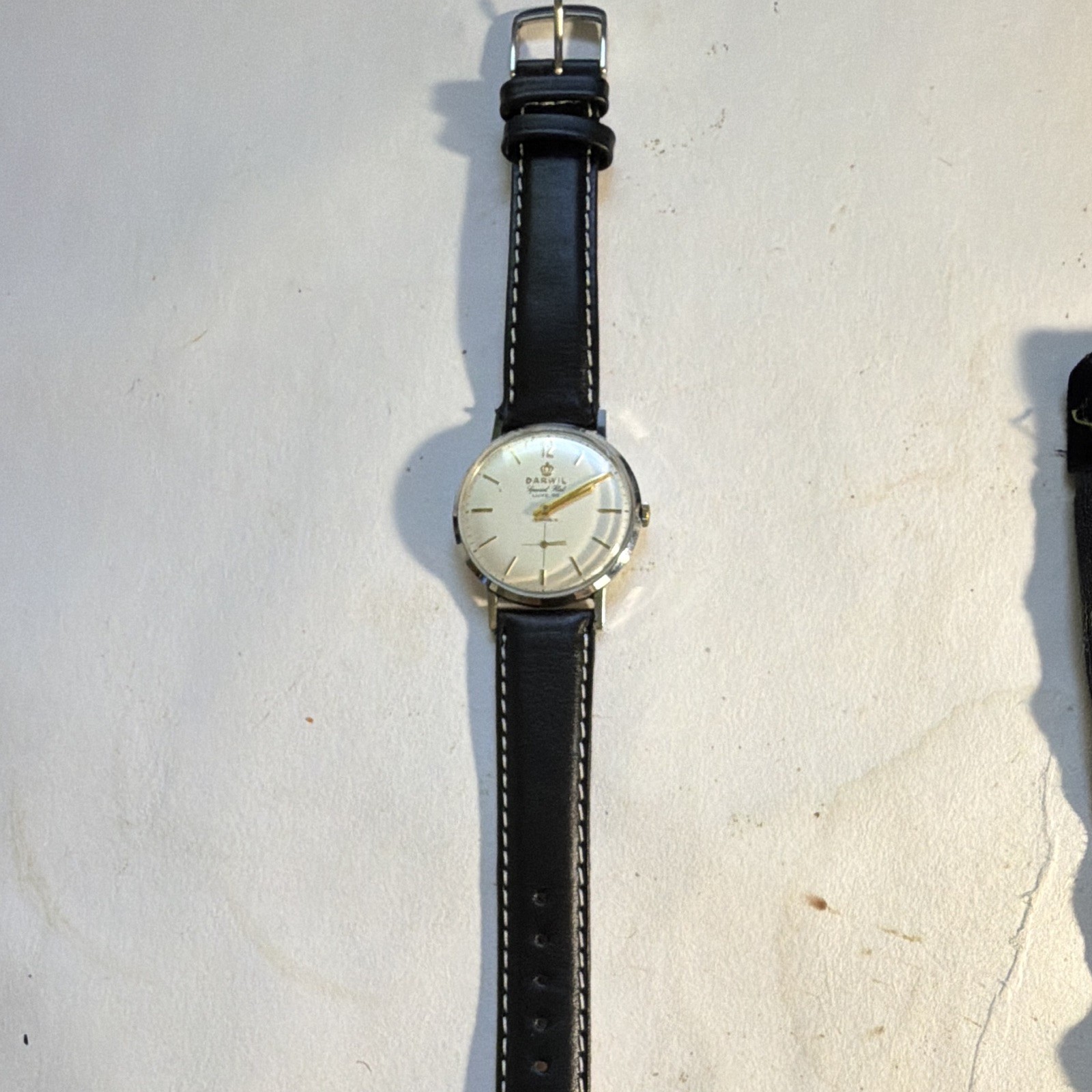 Darwil Special Flat Luxe 66 Manual Silver Dial Arabic/Stick 17J Black Leather