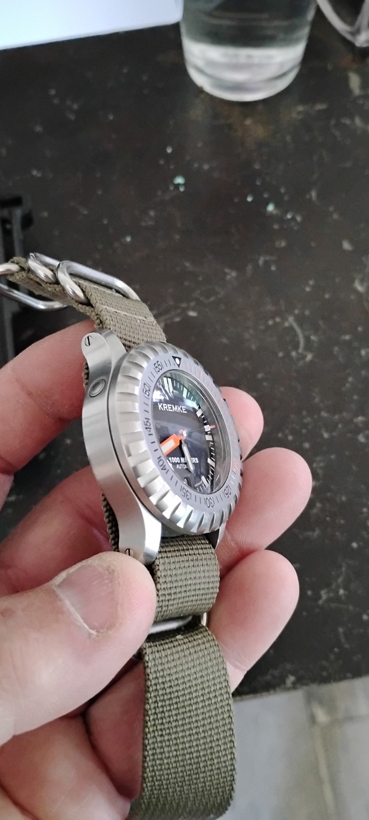 Kremke Subzilla Automatic 1000m Diver Date Green Nylon Strap Box Papers