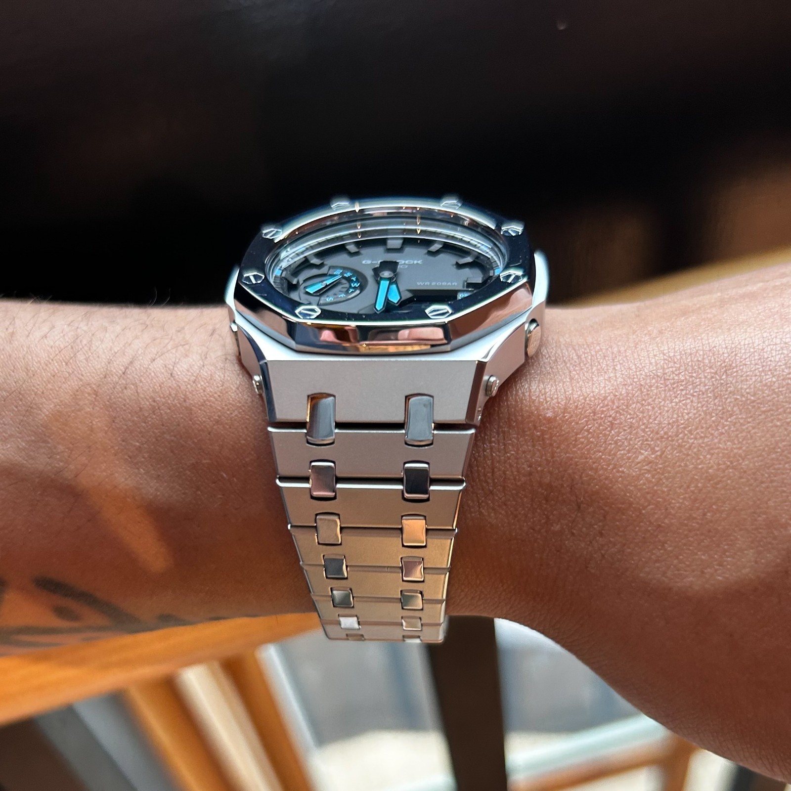 New Custom GShock GA2100 Casioak Stainless Steel Bracelet Gift – Silver mod