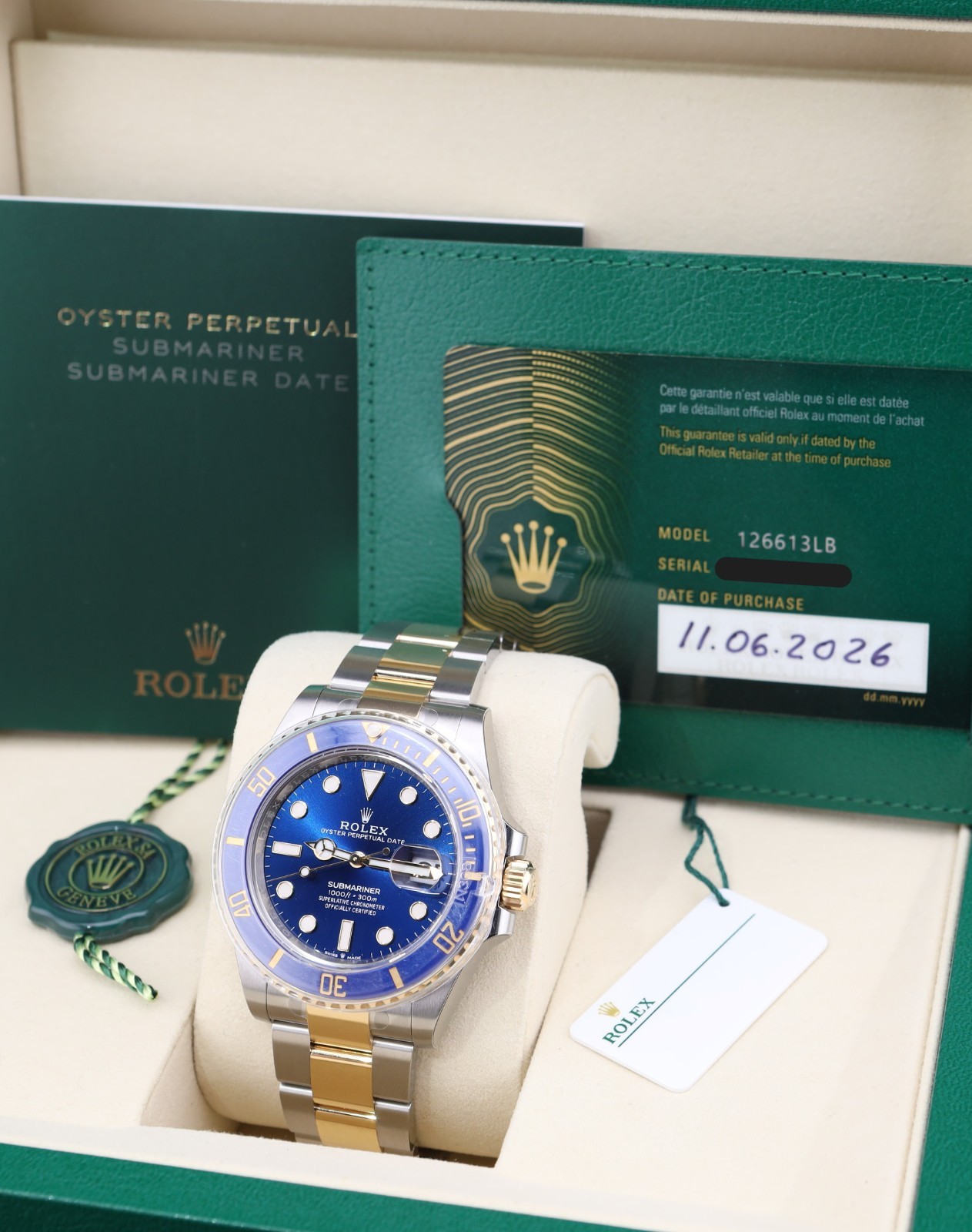 June 2026 Factory Stickers Rolex Submariner Date 41 Bluesy Blue Dial 126613LB