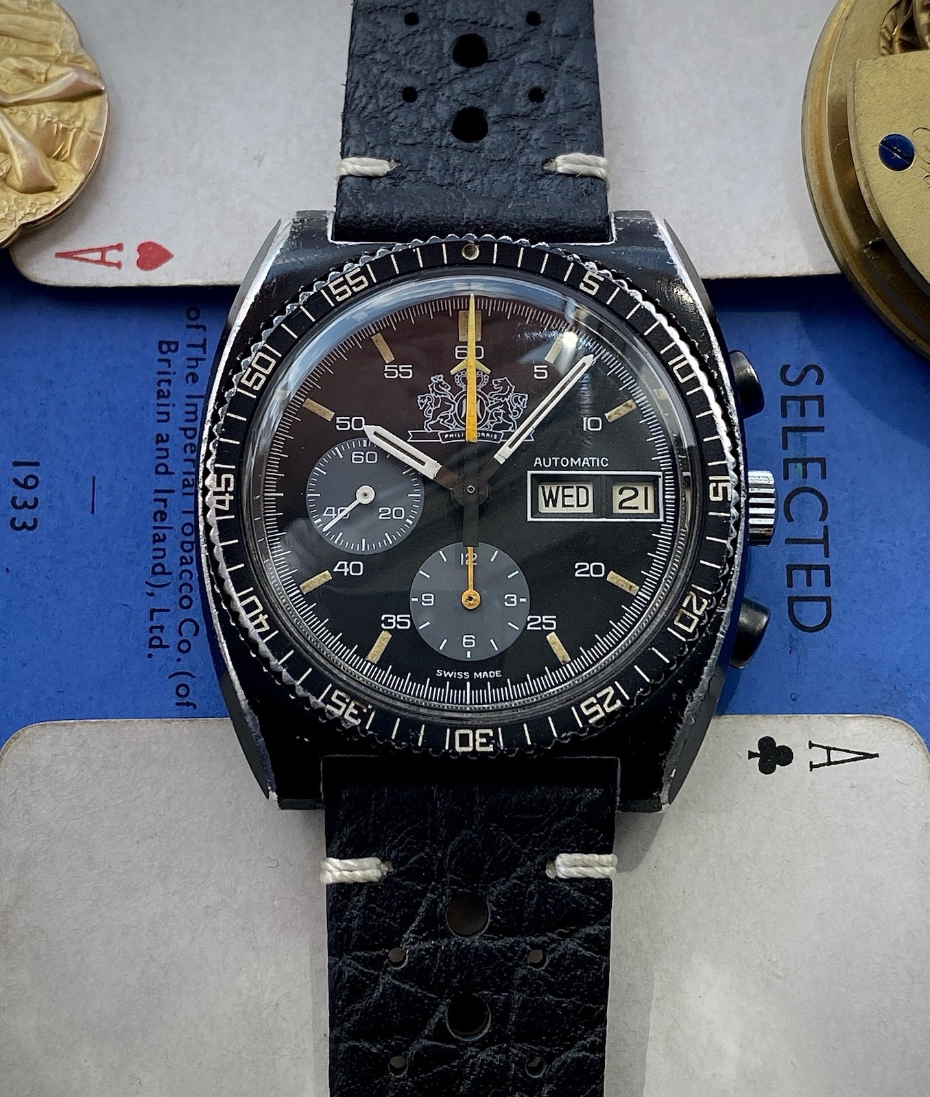 1974 Lemania Chronograph 5012 Philip Morris McLaren F1 team watch Aluminium PVD