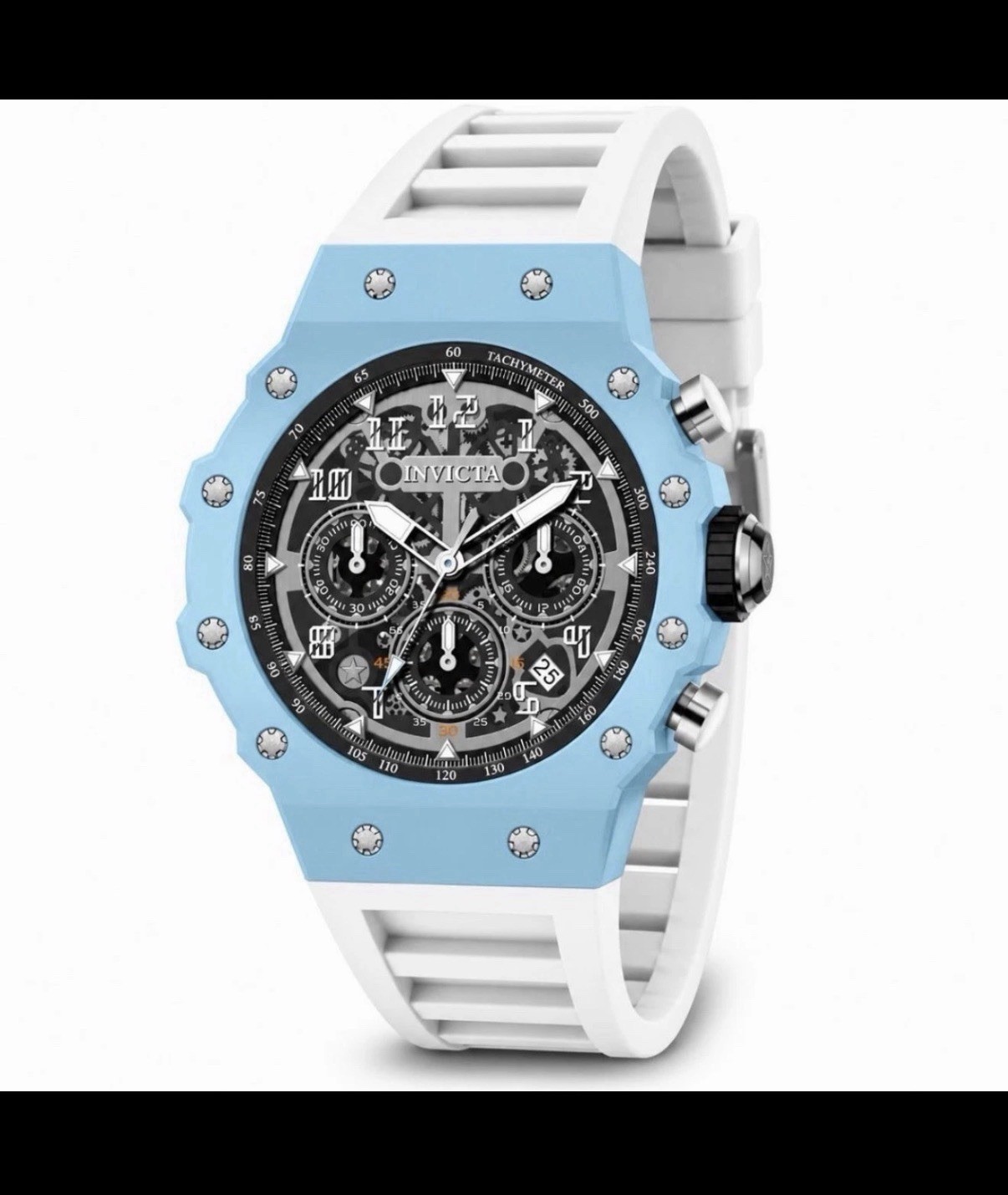Invicta Racing Vaulthan Men’s 44mm Chronograph , White Blue Watch! NEW & SHARP!!