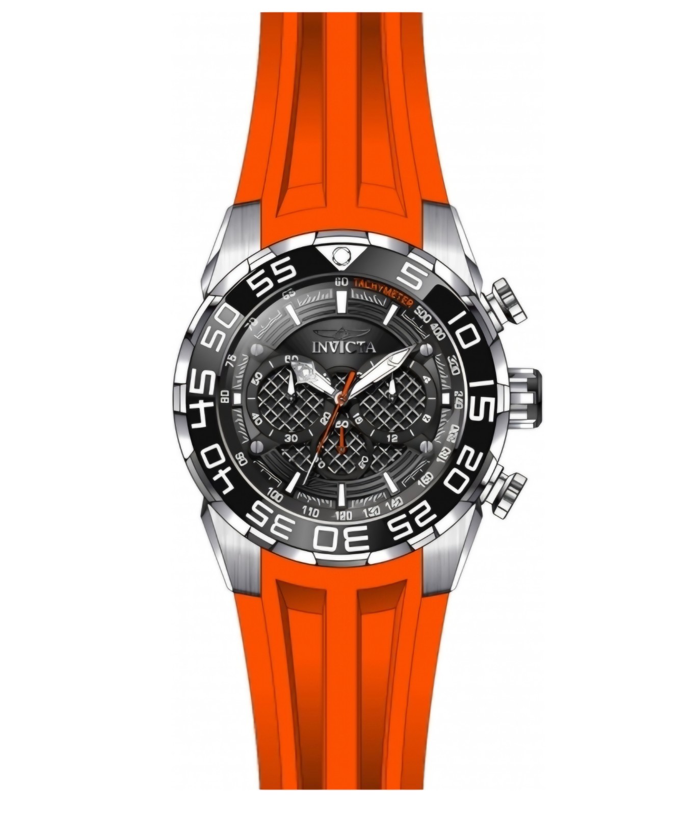 Invicta Mens Speedway Chronograph 50mm Black Dial Orange Strap Quartz Watch