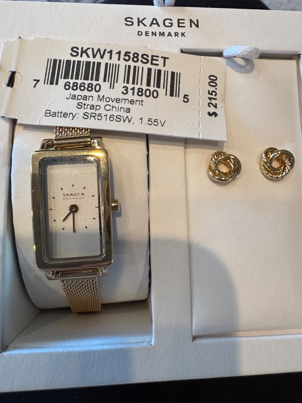 Skagen Womens Gold Watch and Earring Gift Set SKW1158SET