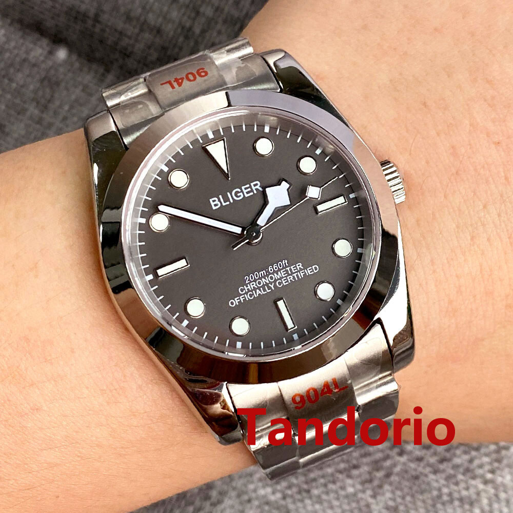 36mm/39mm BLIGER Black/Grey Dial Sapphire Glass NH35A PT5000 Automatic Men Watch