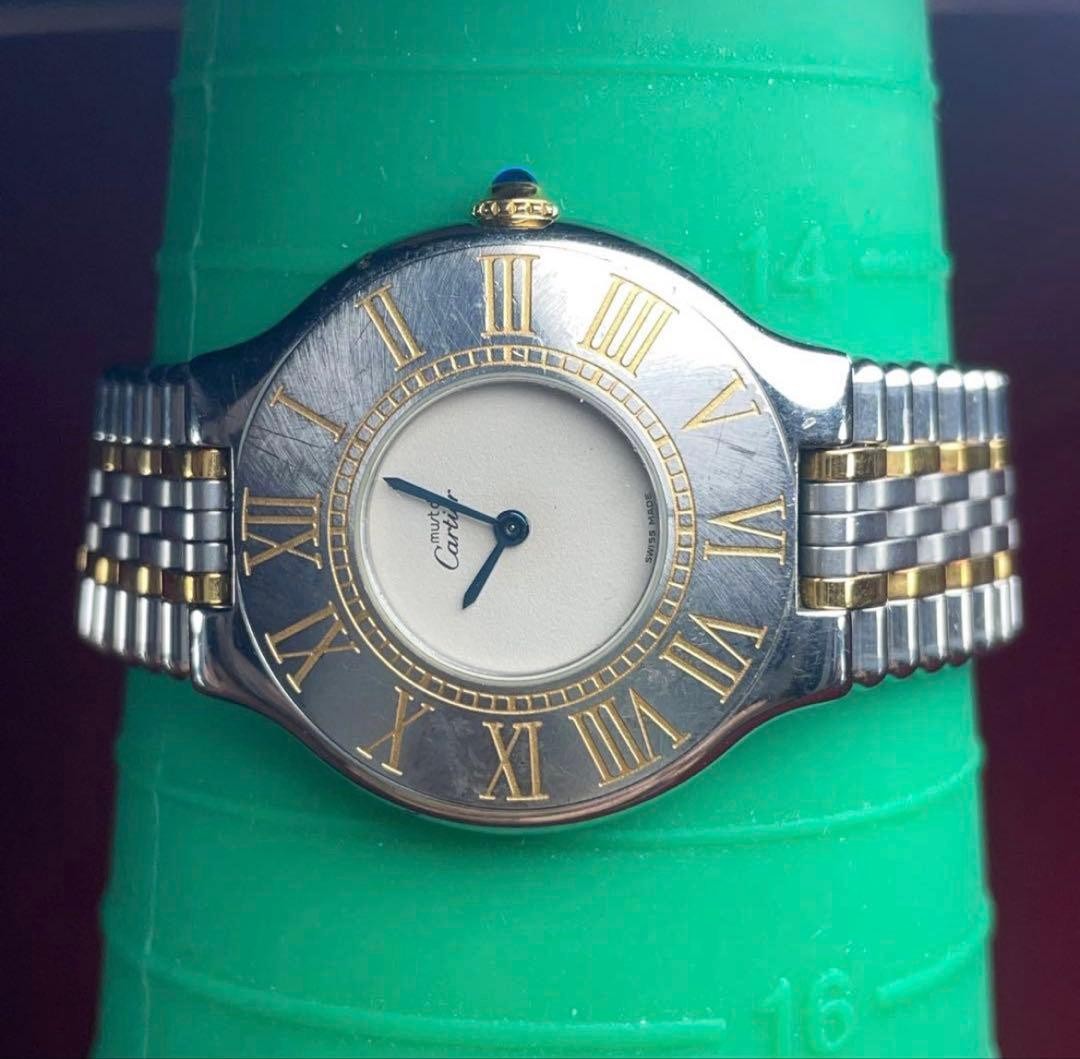 Cartier Must 21 Vendôme Combi Quartz White Watch Japan Used 073013
