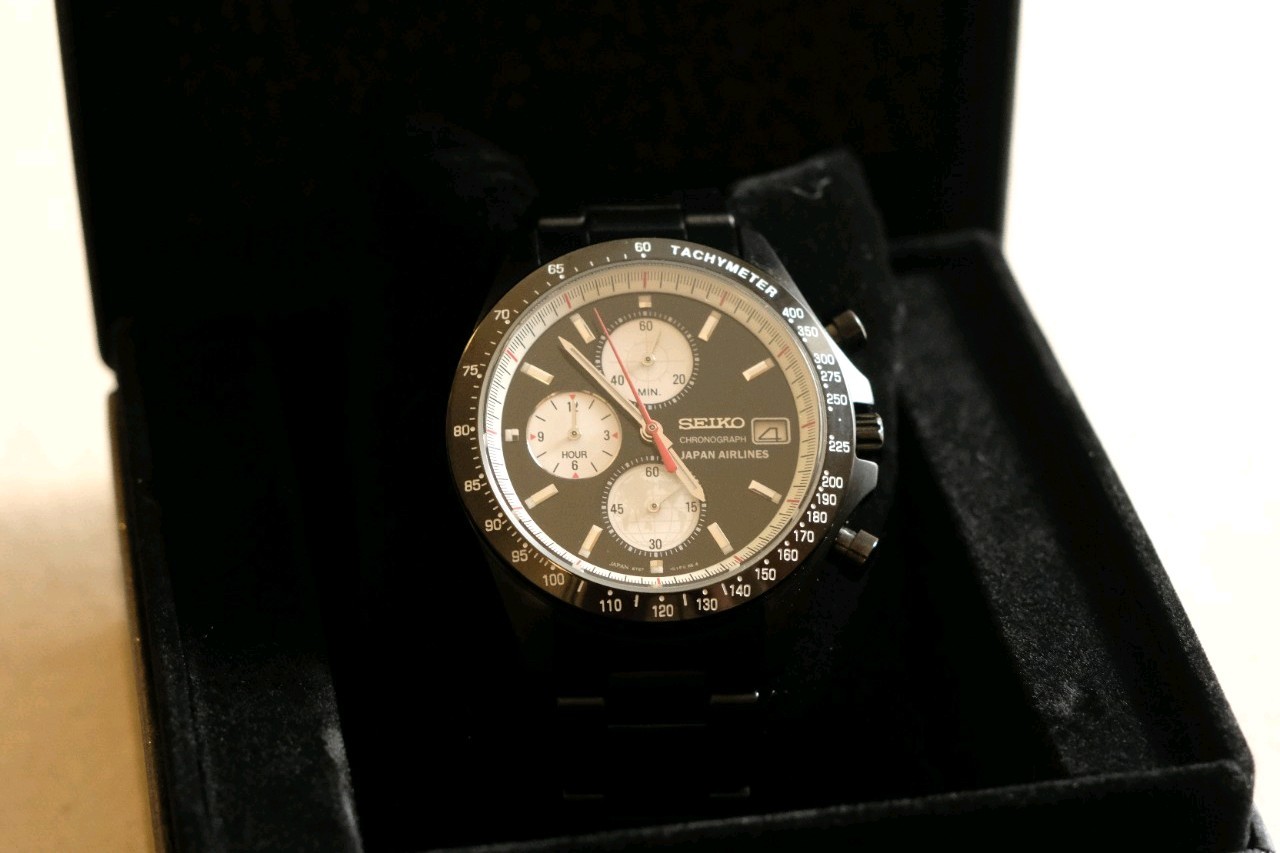 [Rare] Black JAL x Seiko Chronograph JDM Stainless steel PVD Made In Japan