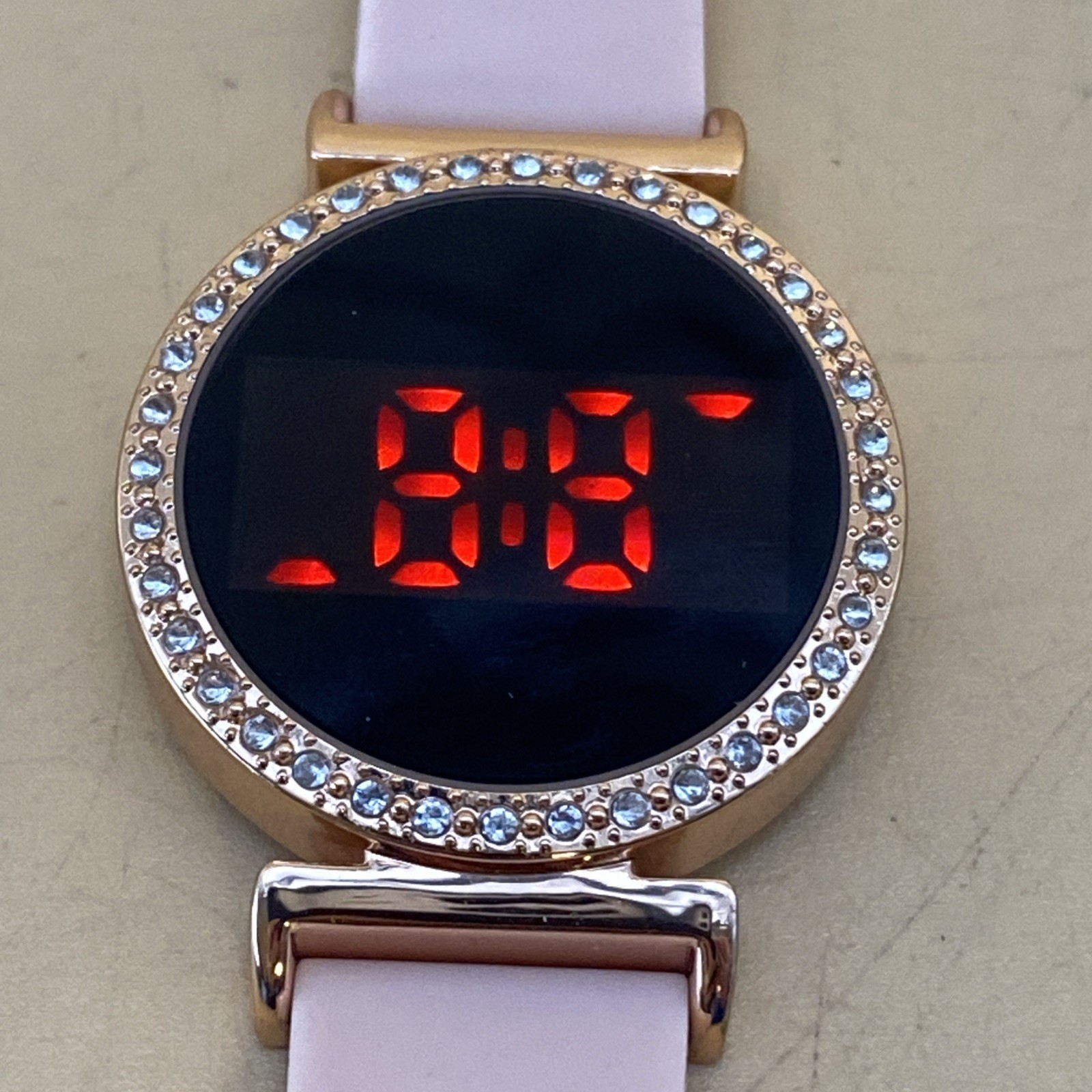 Accutime Women’s LED Digital Watch Pink Silicone Band- New Battery /WN4071WN