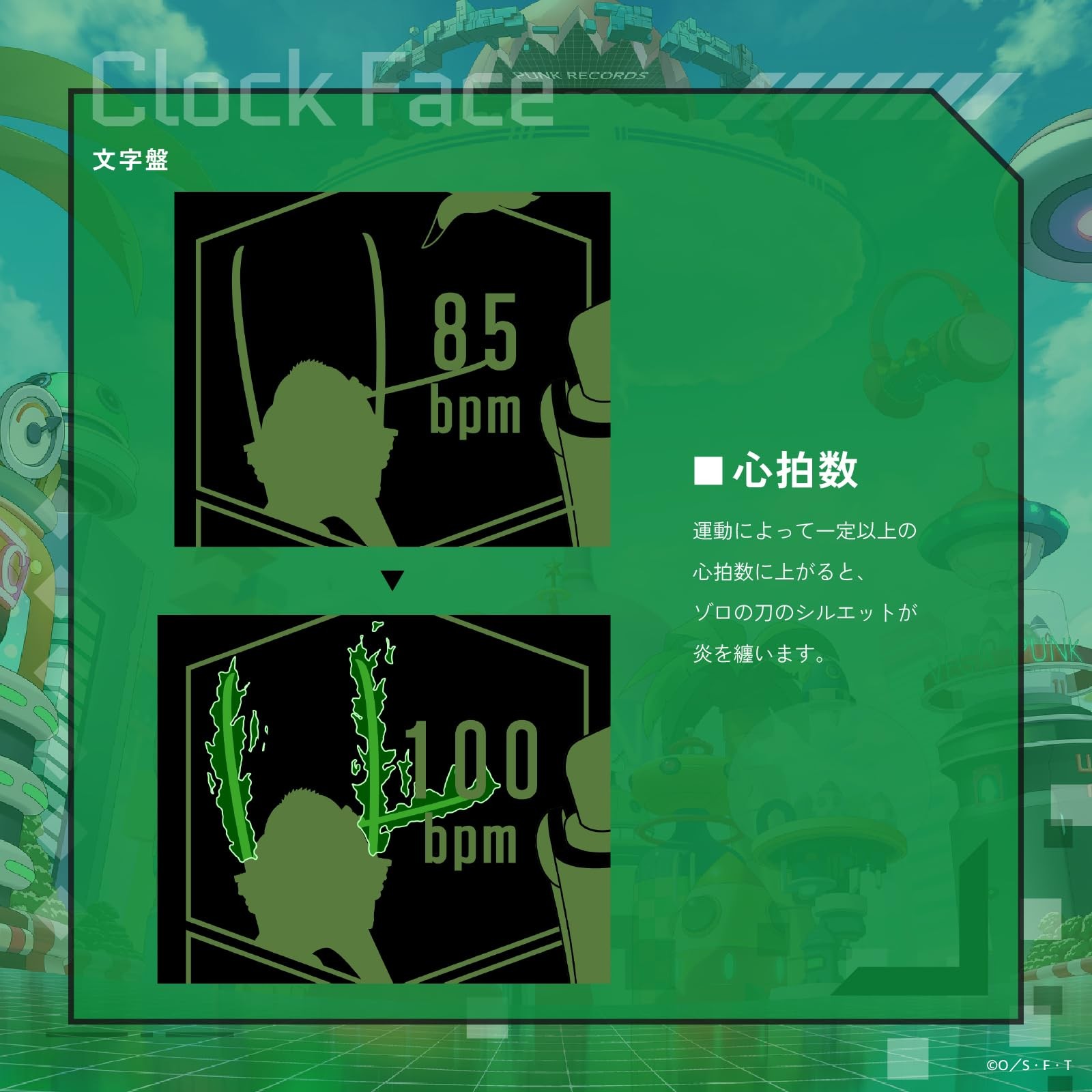 GARRACK One Piece Zoro HUC-OP-FT3-Z quartz AMOLED green dial mens watch JapanJP