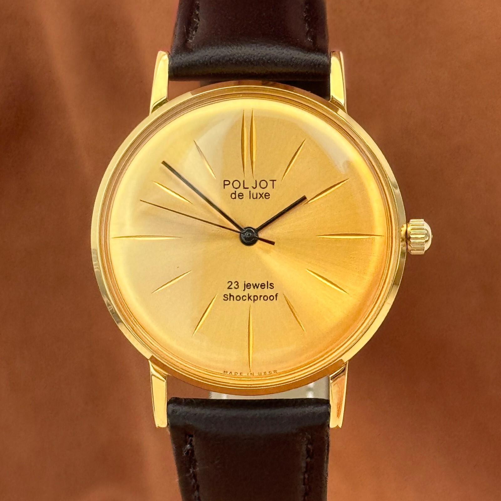 Vintage Wristwatch NOS Poljot De LUXE Ultra Slim Soviet Watch 2209 23 Jewelry