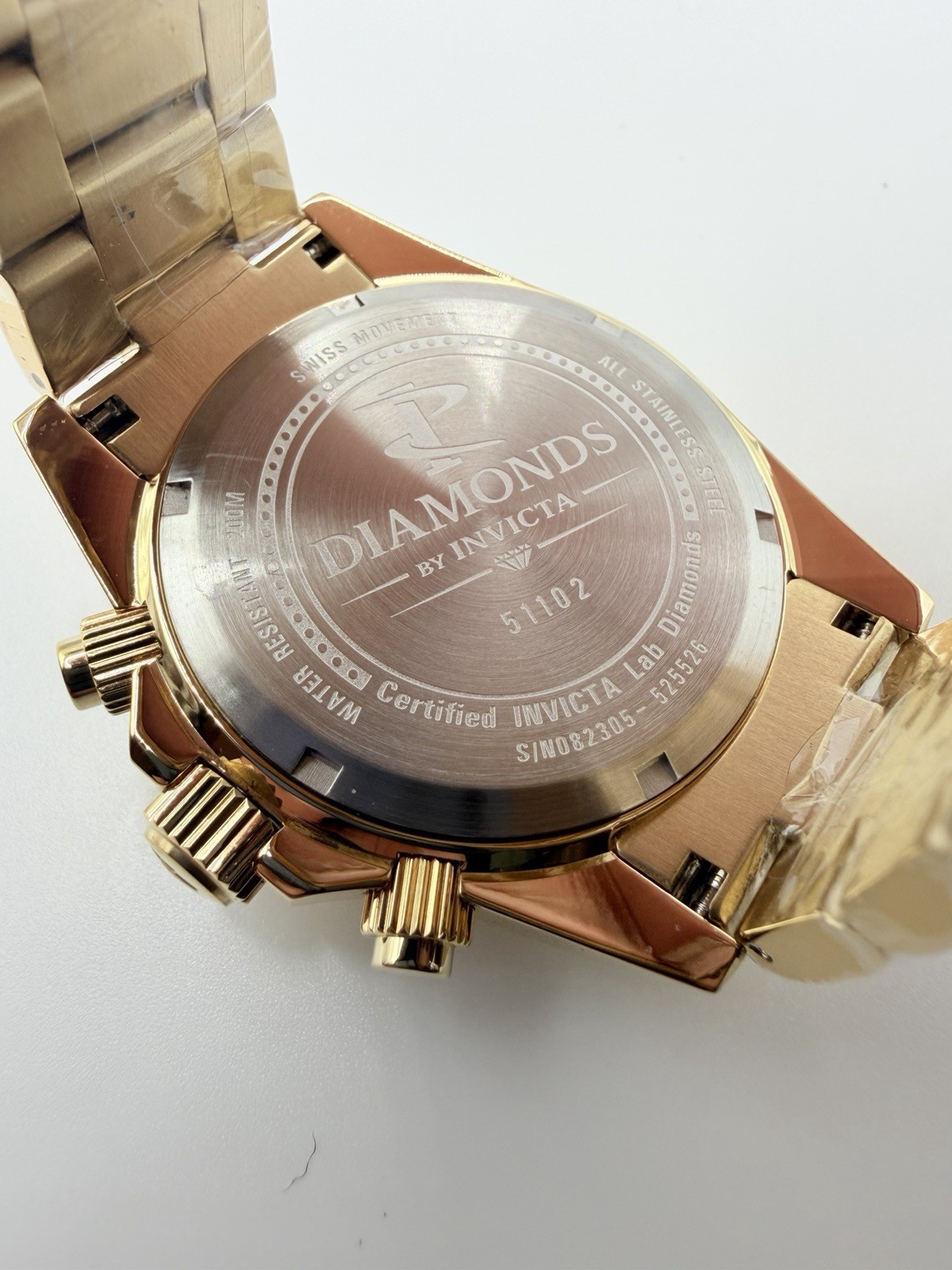Invicta Reserve Elite Speedway 4.0 ct LG Diamonds Swiss Ronda 42mm Gold