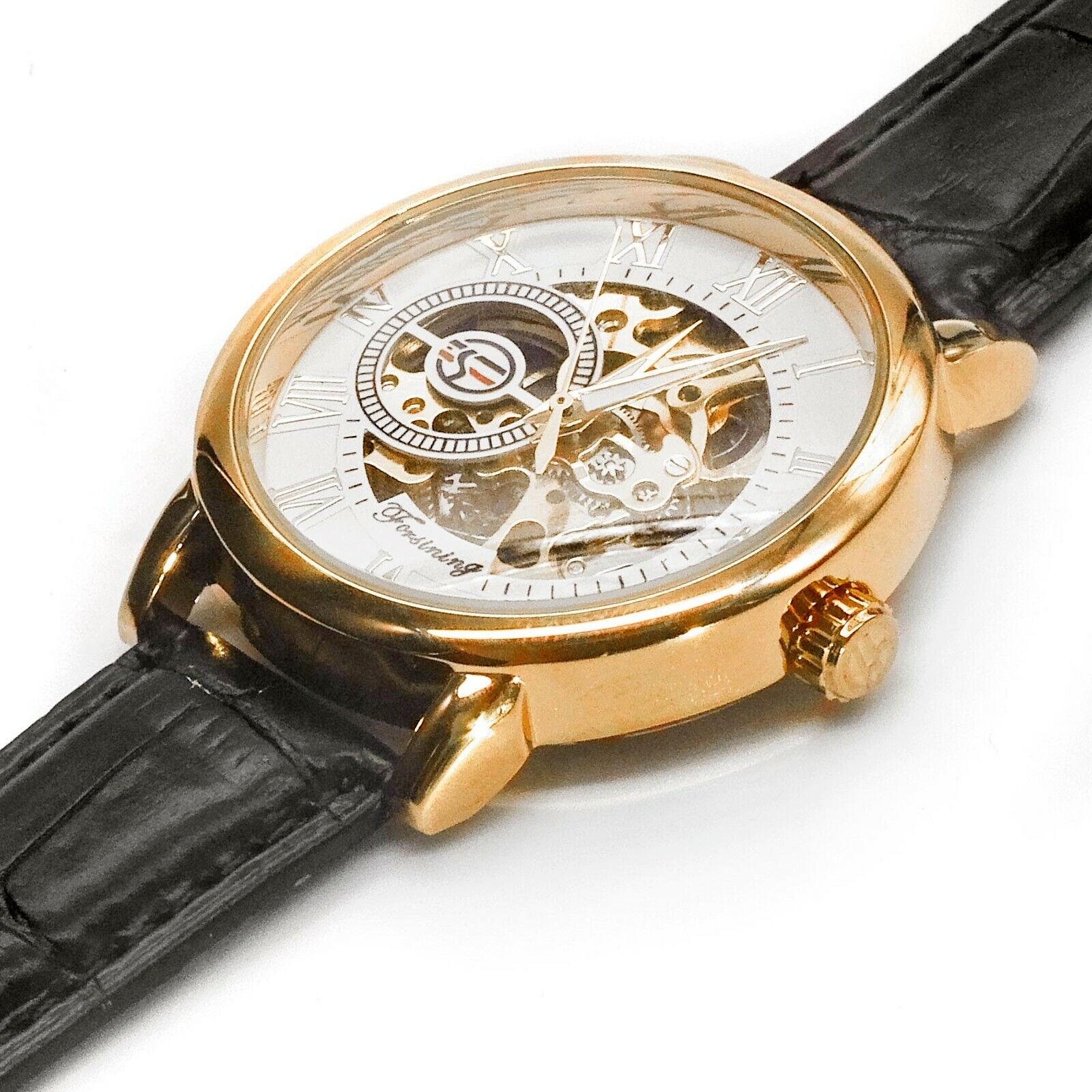 Mechanical Watch STYLISH MAN White, Gold, Black. Shipping from US. Classic Style