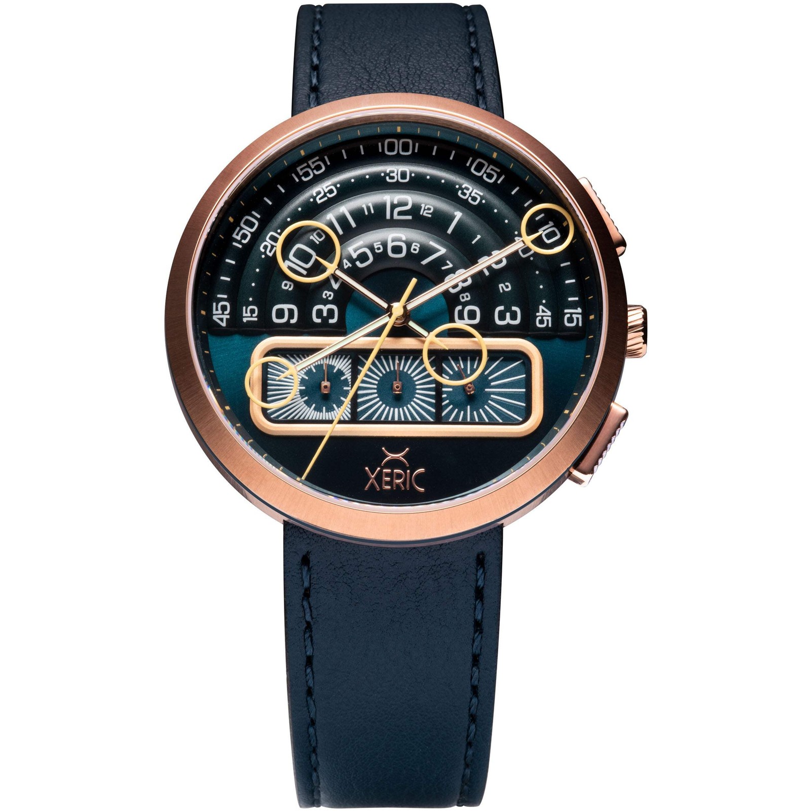 Xeric Halograph II Chrono Rose Gold Indigo Watch – Brand New