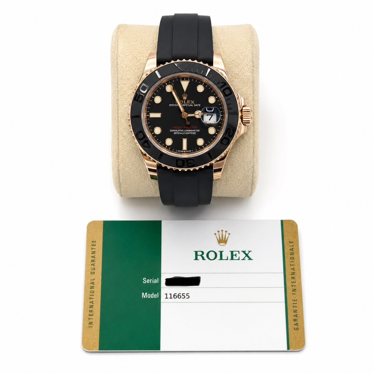 2017 Rolex Yacht-Master 116655 BLACK 18K Rose Gold Oysterflex 40mm Complete