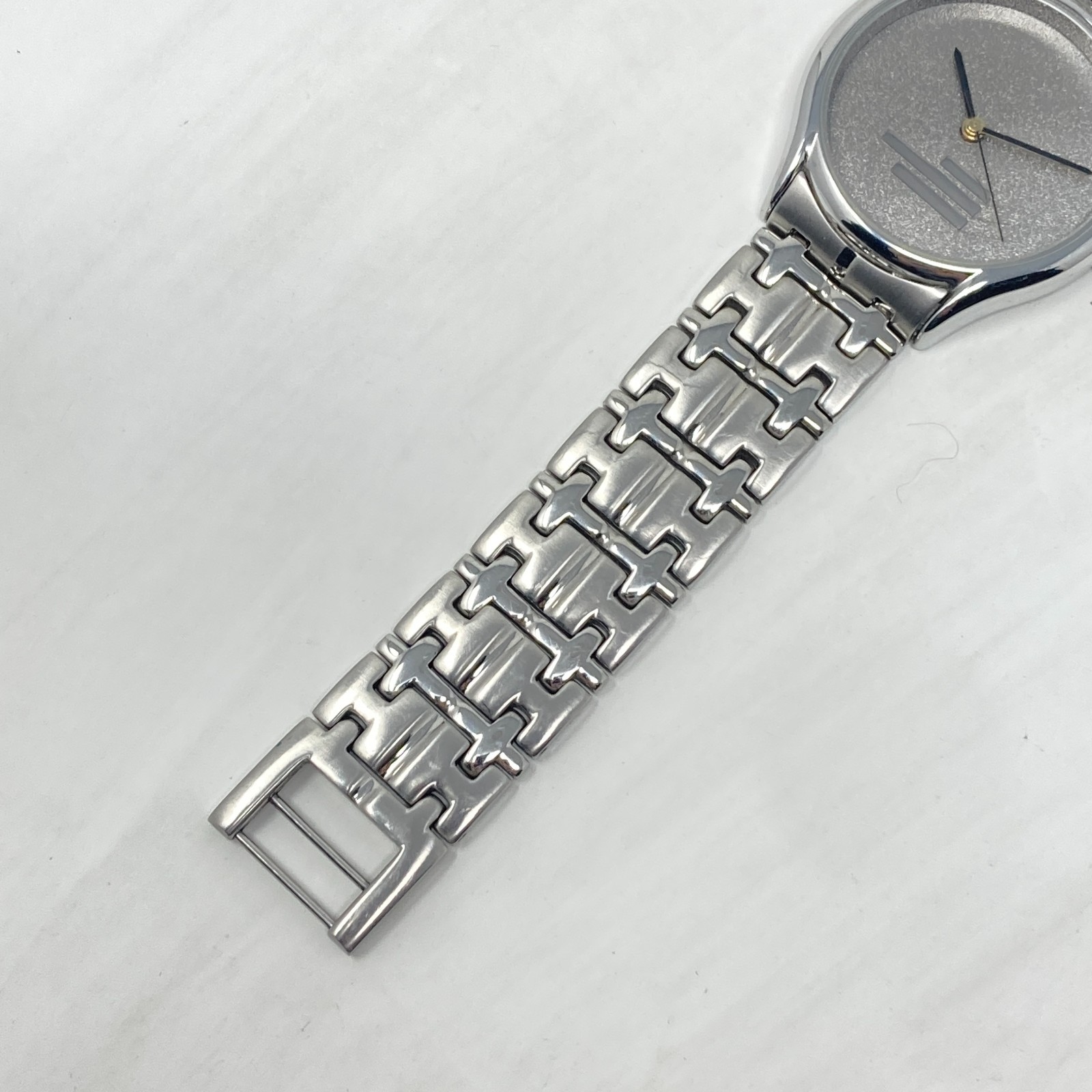Vintage Montreux Watch Men Silver Tone 34mm Brushed Minimal New Battery 7.25″