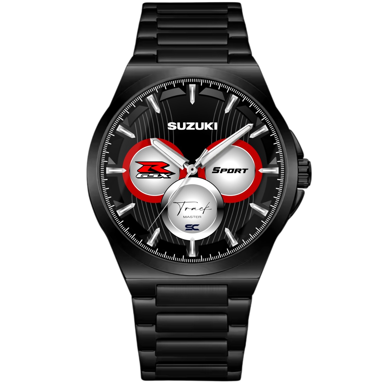 Black Steel Fan Art Suzuki Sport Moto Track Master GSX-R Wrist Watch