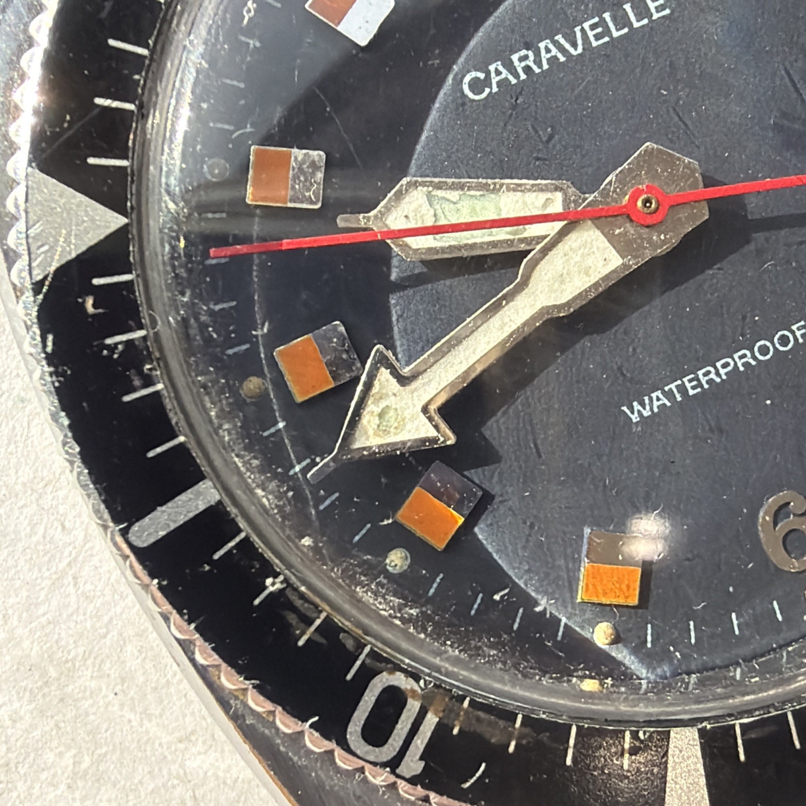 AS53 CARAVELLE VINTAGE DIVER Black Bezel Orange-Black Dial WATERPROOF Running**