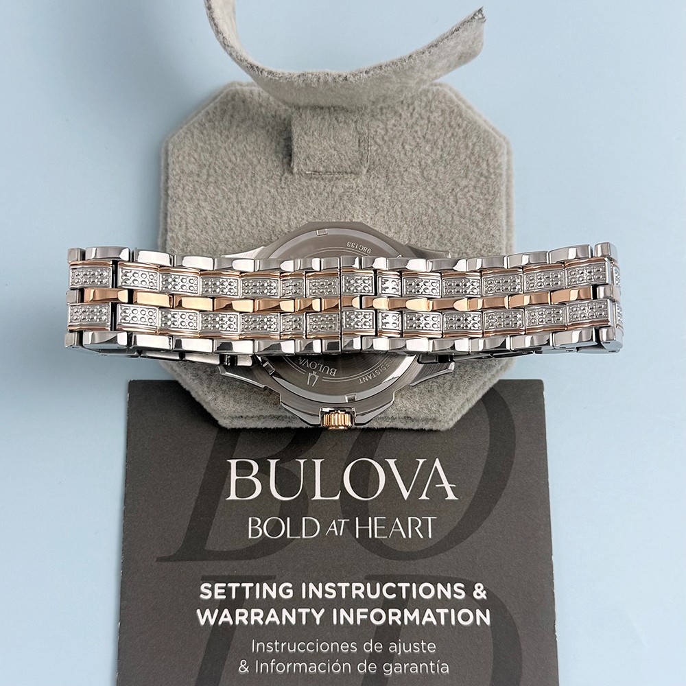 Men’s Bulova 98C133 Octava Crystal White Dial Stainless Quartz Watch 41.5mm