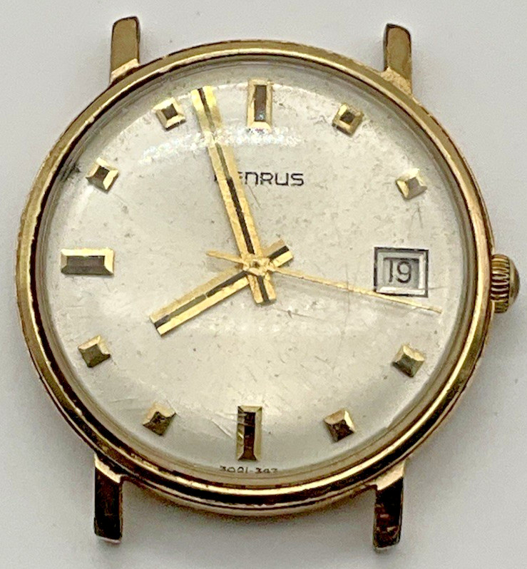 VINTAGE MENS BENRUS 3021 DATE GOLD FILLED WATCH