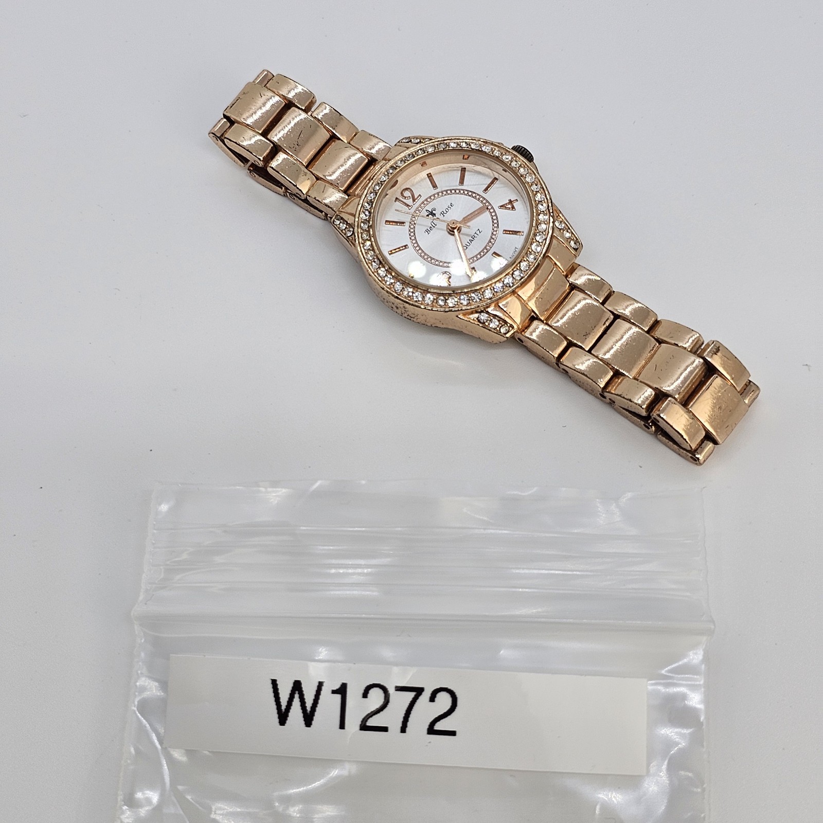 Bell Rose Women’s Watch 30MM Gold Dial Gold Bracelet Band 7″ New Battery