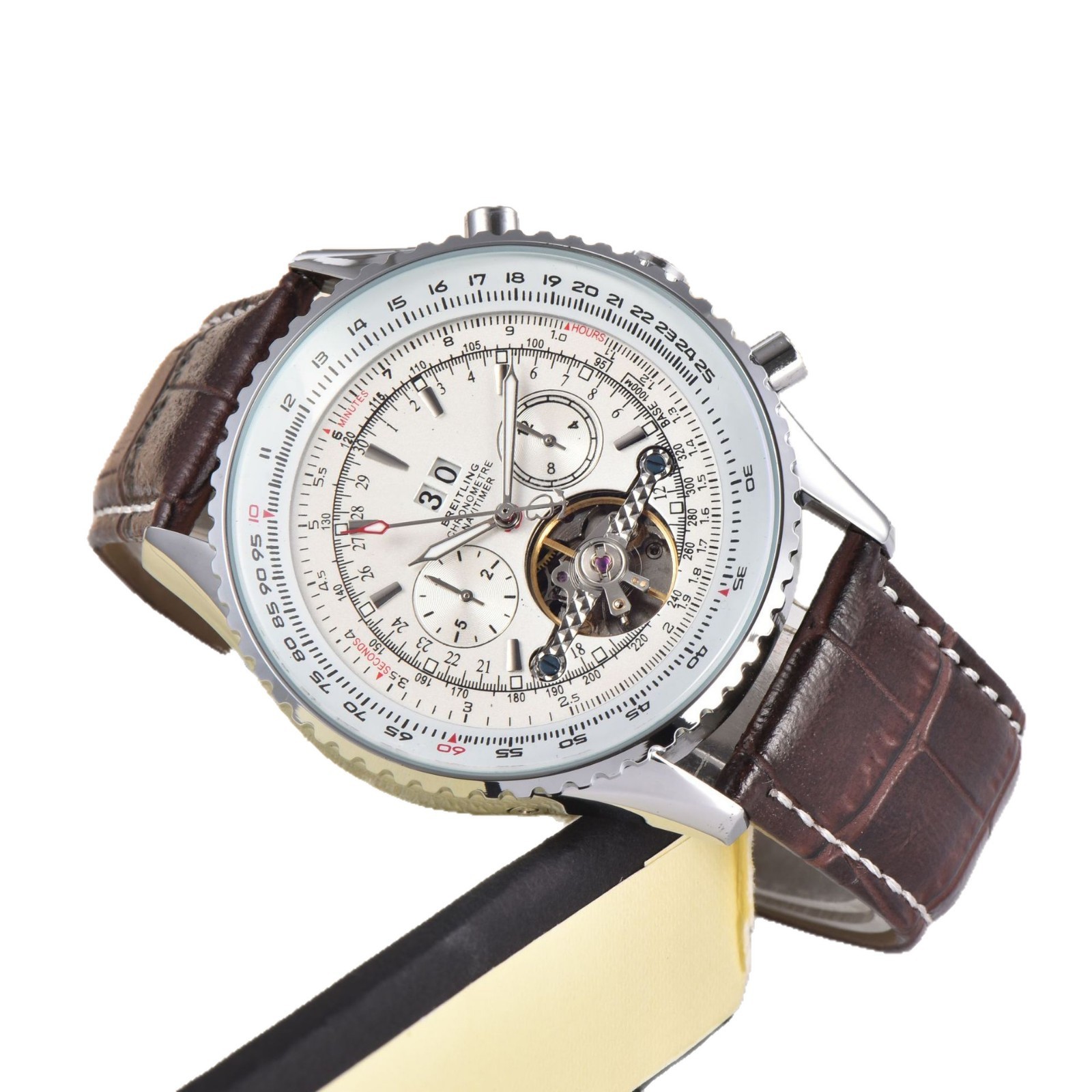 Men’s Tourbillon Mechanical Watch Dual Display Calendar Stainless Steel Luxury