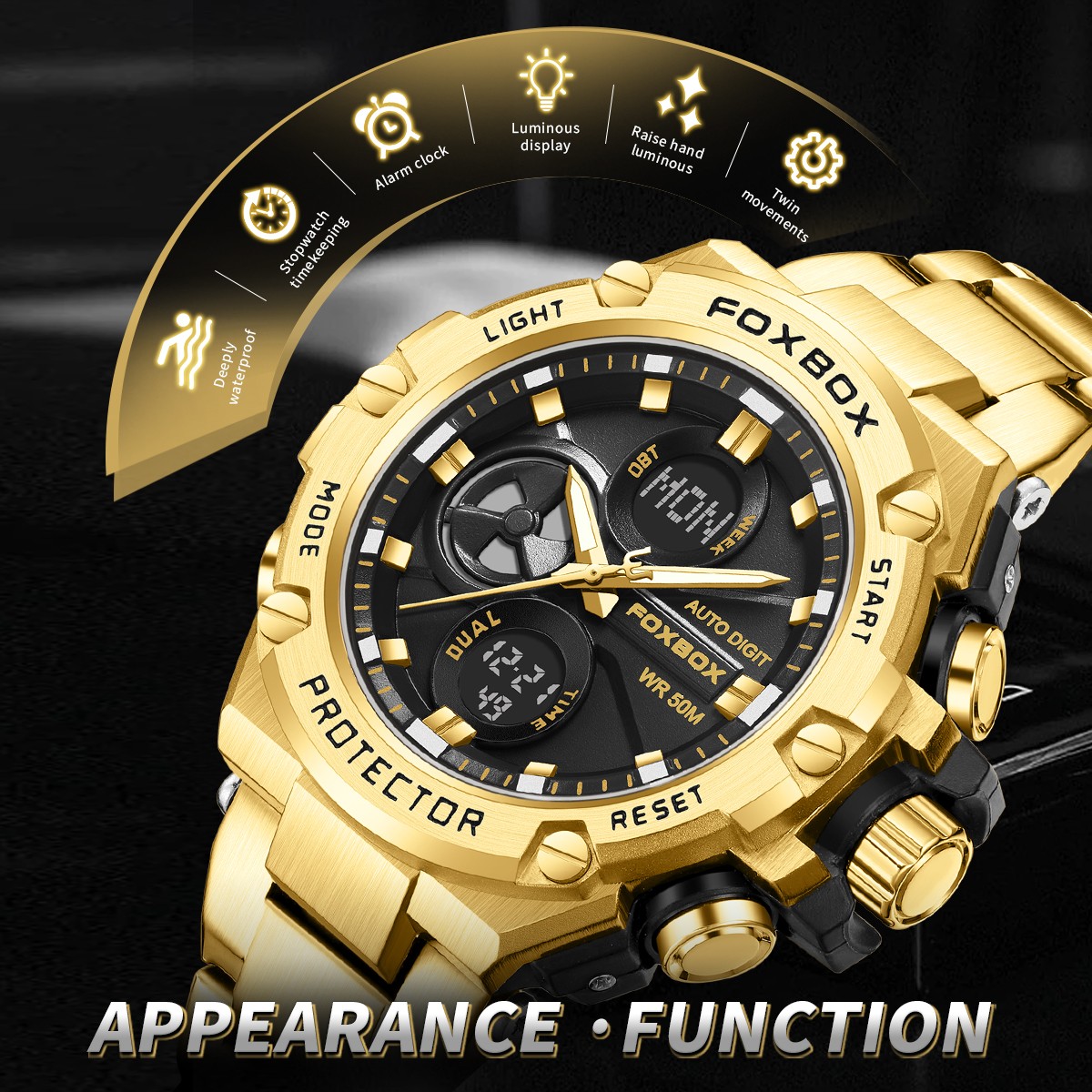 2025 Mens Diver Sport Wristwatch Stainless Steel Digital Luminous Quartz Watches