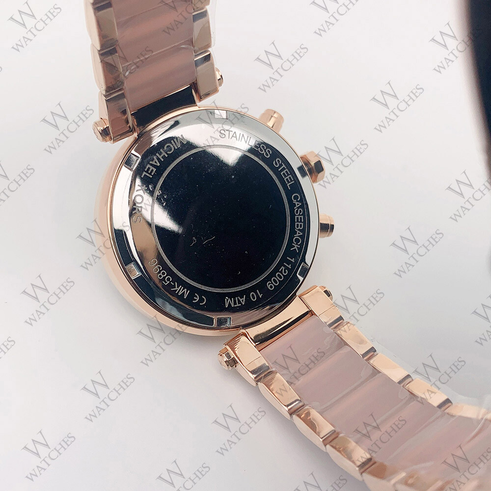 Michael Kors MK5896 Women’s Parker 39mm Case Rose Gold Blush Crystal Set Watch