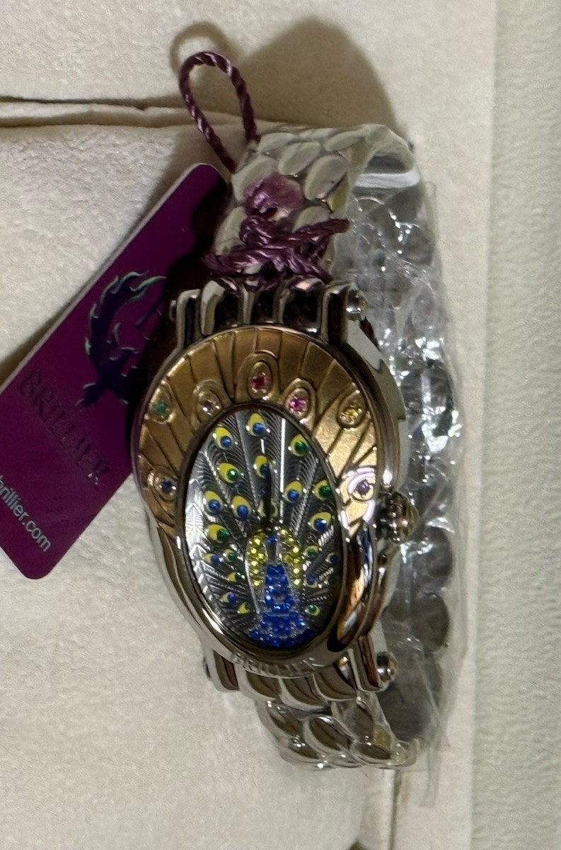 Brillier Royal Plume Stainless Steel Ladies Watch. RARE GEM STONES