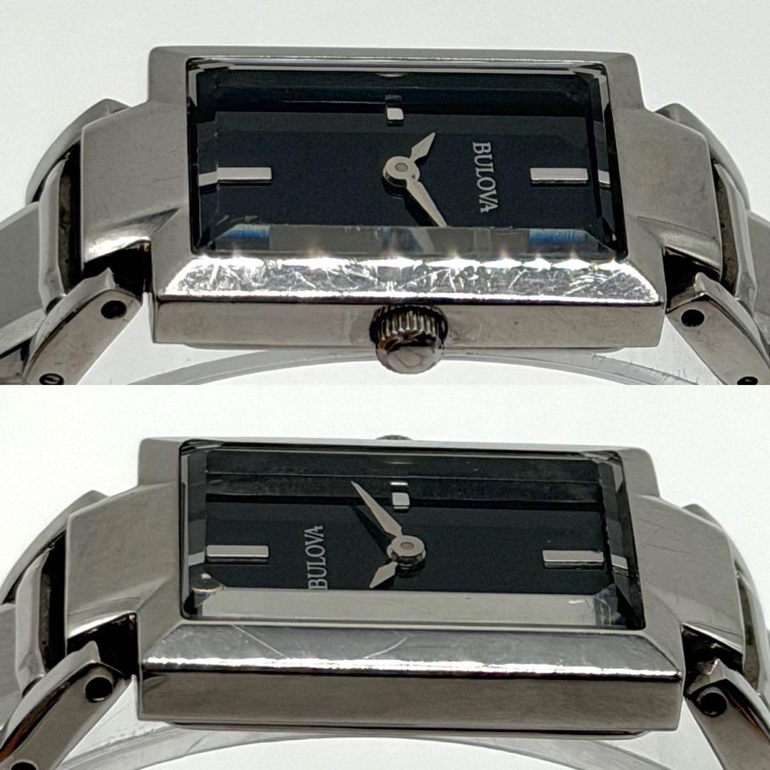 Bulova 96L156 Rectangular Black Dial Ladies Quartz Wristwatch Japan 07540