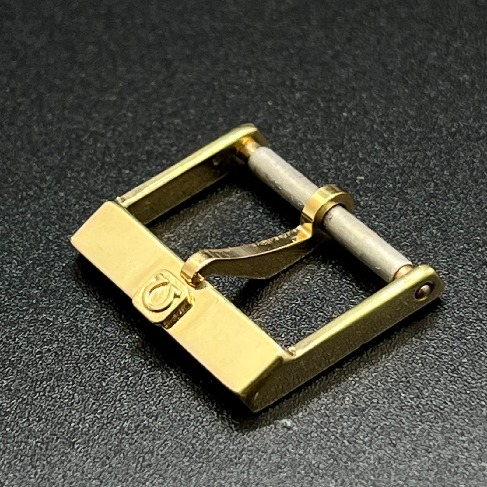 Vintage OMEGA Watch Strap Buckle 16mm Gold Plated Raised Logo 1B SWISS Genuine