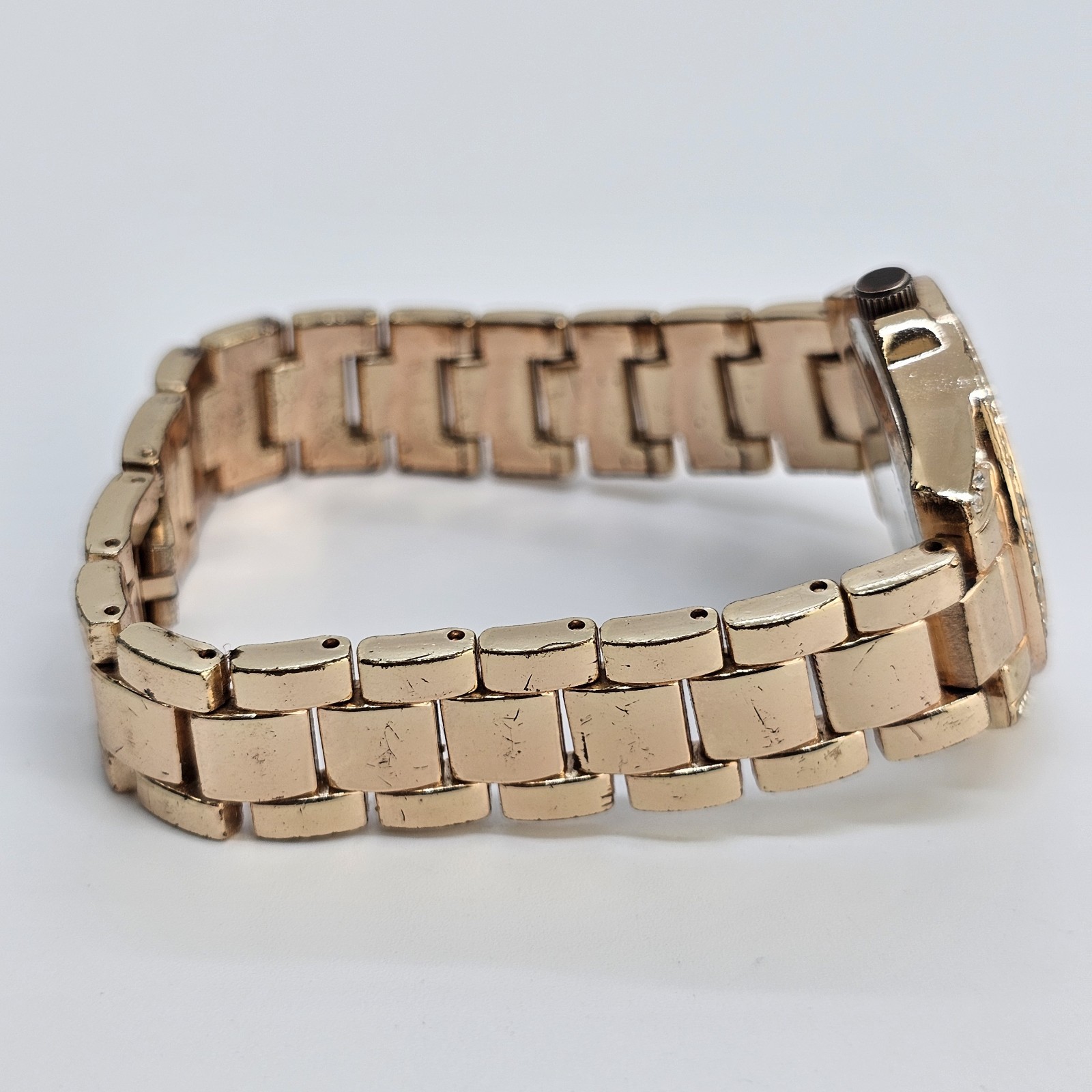 Bell Rose Women’s Watch 30MM Gold Dial Gold Bracelet Band 7″ New Battery