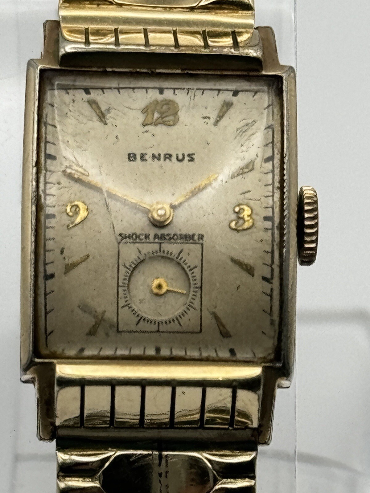 Benrus, Tank Style, Mechanical Watch With Box, Parts/ Repair, Vintage