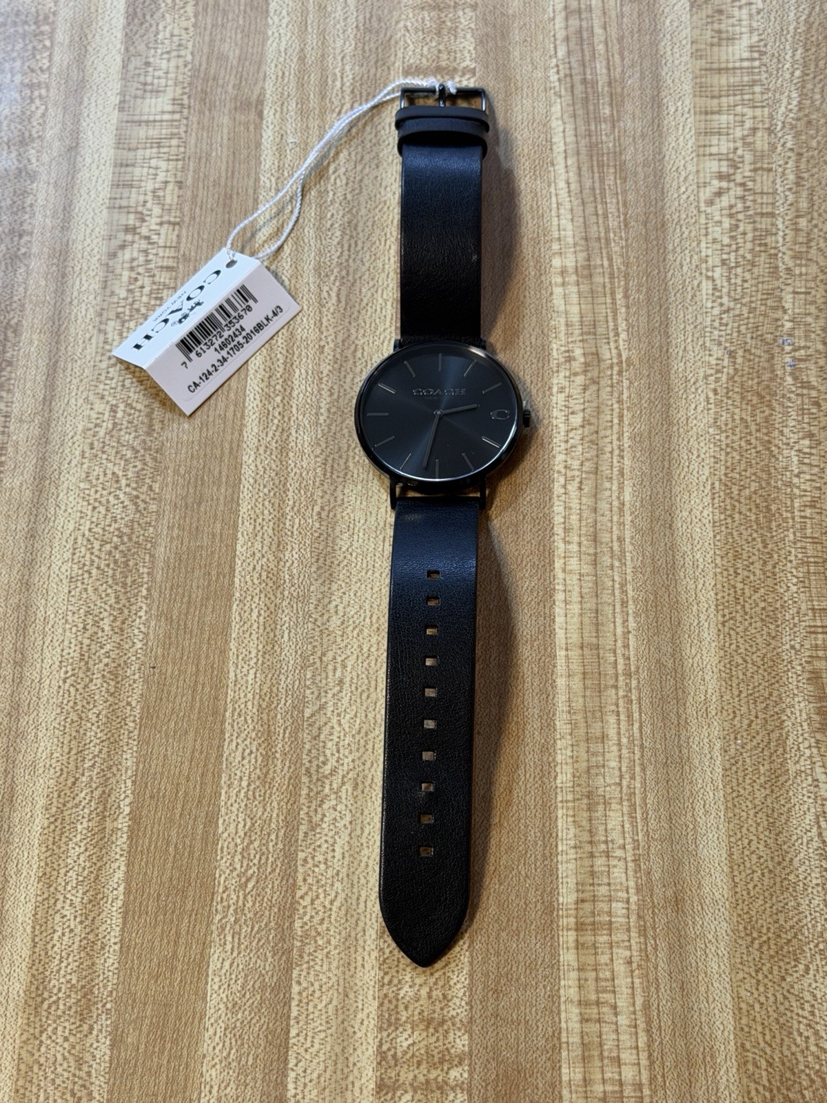 Authentic Coach New York Analog Quartz Adult Watch All Black Leather 14602434