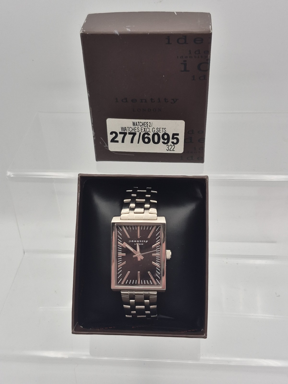 Identity London Mens Watch Square Black Dial Bracelet Boxed Working