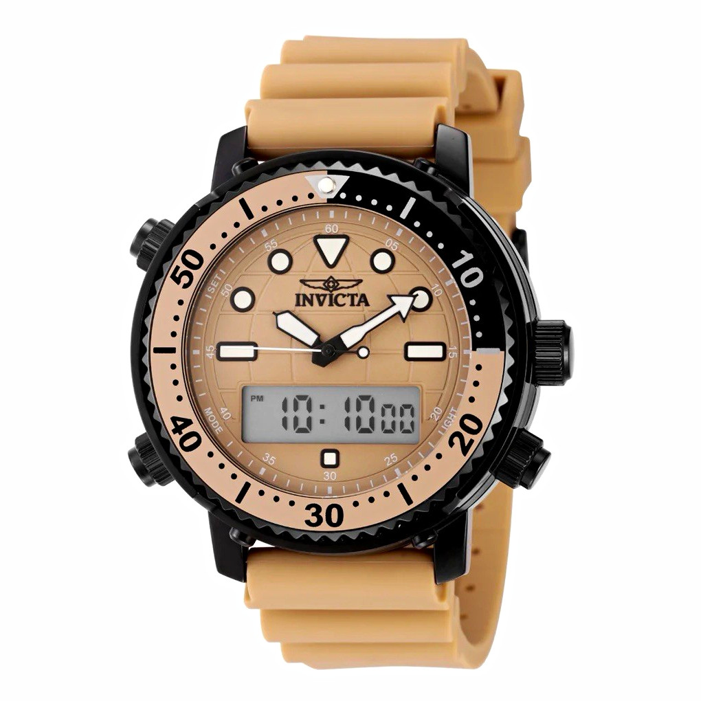 Invicta Pro Diver DigiQuartz Men’s Watch – 46.5mm, Tan (49448) (msrp: 130)