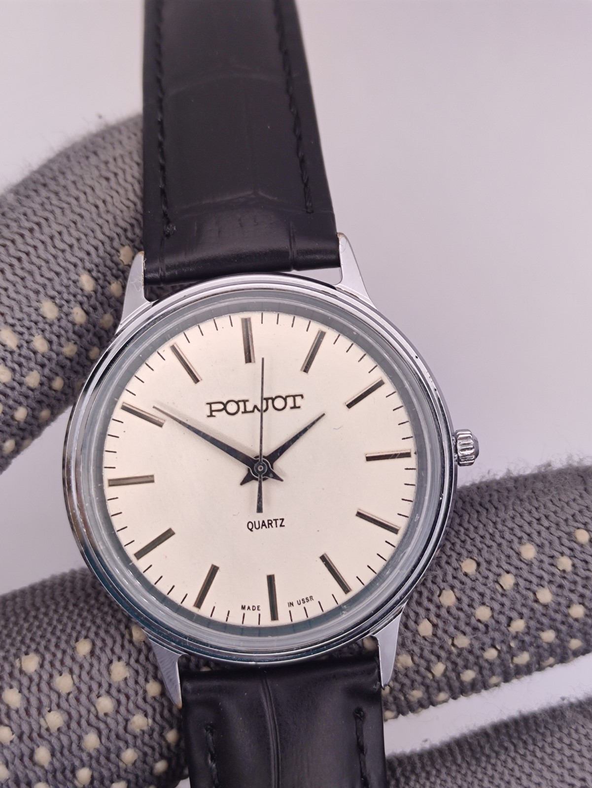 Vintage Watch Poljot Quartz 2456 Men Soviet USSR Classic 1980s Gift Classic
