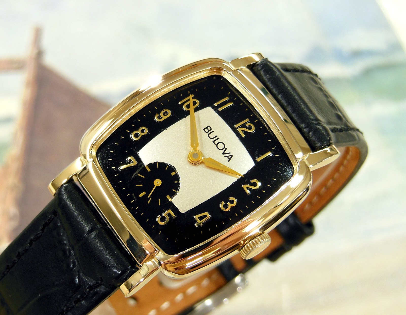 1961 Vintage BULOVA, Stunning BLACK SILVER Dial, Serviced & Warranty