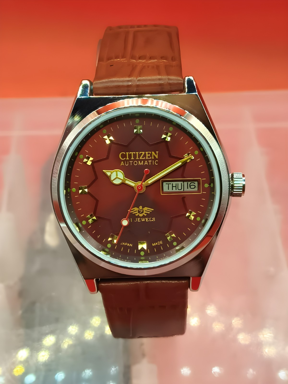 Automatic 8200 21Jewels Restored Dial Red DayDate Mens Japan Watch Vintage 36
