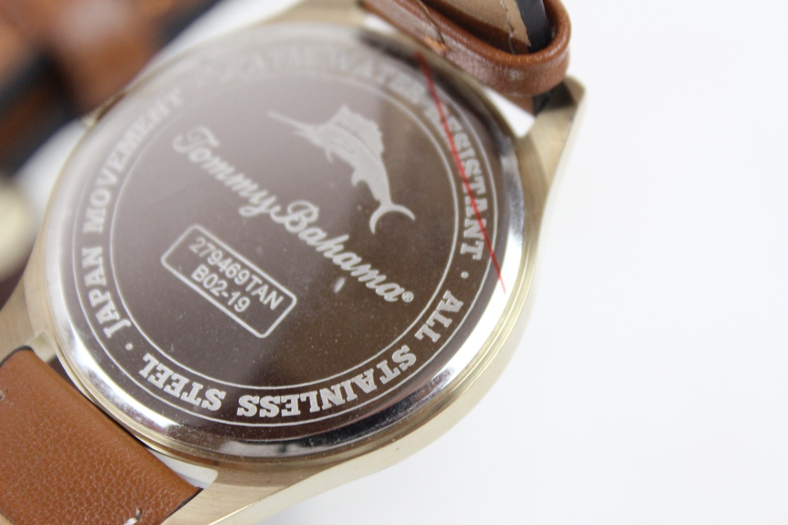 New Tommy Bahama Relax 279469tan B02-19 Tiki Watch w/ Original Box Leather Band
