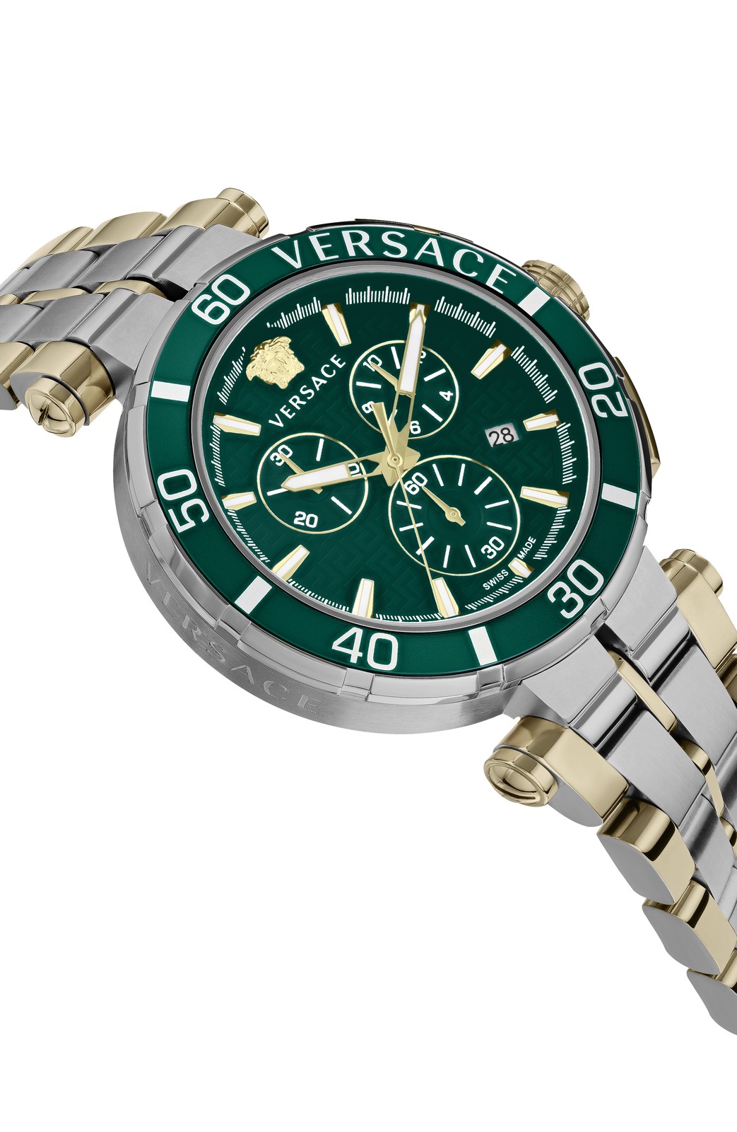 Versace Mens Two Tone 45mm Bracelet Fashion Watch