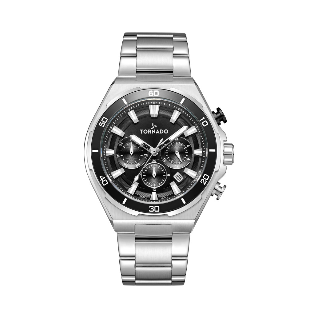 Tornado Strellar X Men’s Multi Function Watch | Black Dial, 45mm, 100 m (10 ATM)
