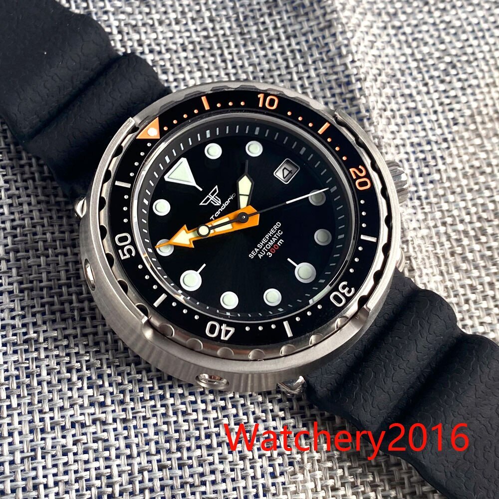 46.5mm Tandorio Super C3 Green Luminous Mens Dive Automatic Watch Japan NH35
