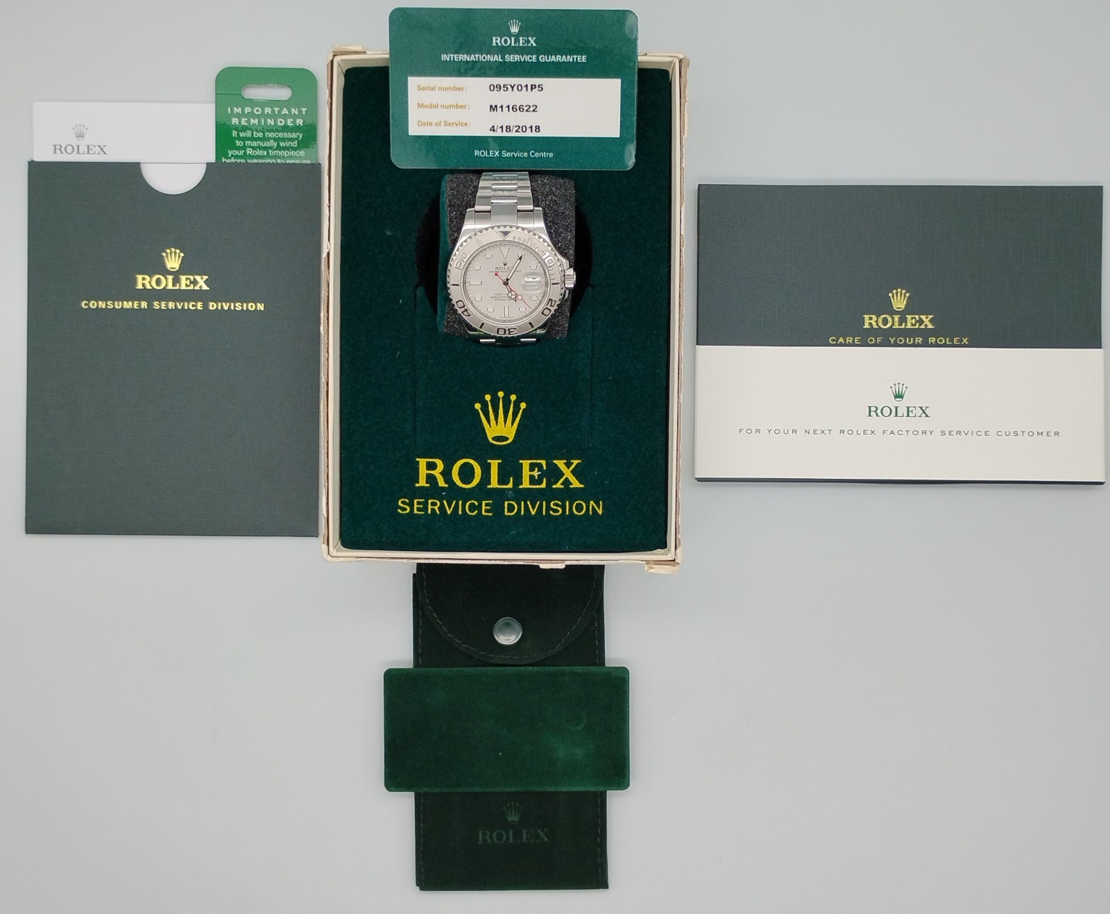 Rolex Yacht-Master 116622 40mm Stainless Steel | Platinum Dial & Platinum Bezel